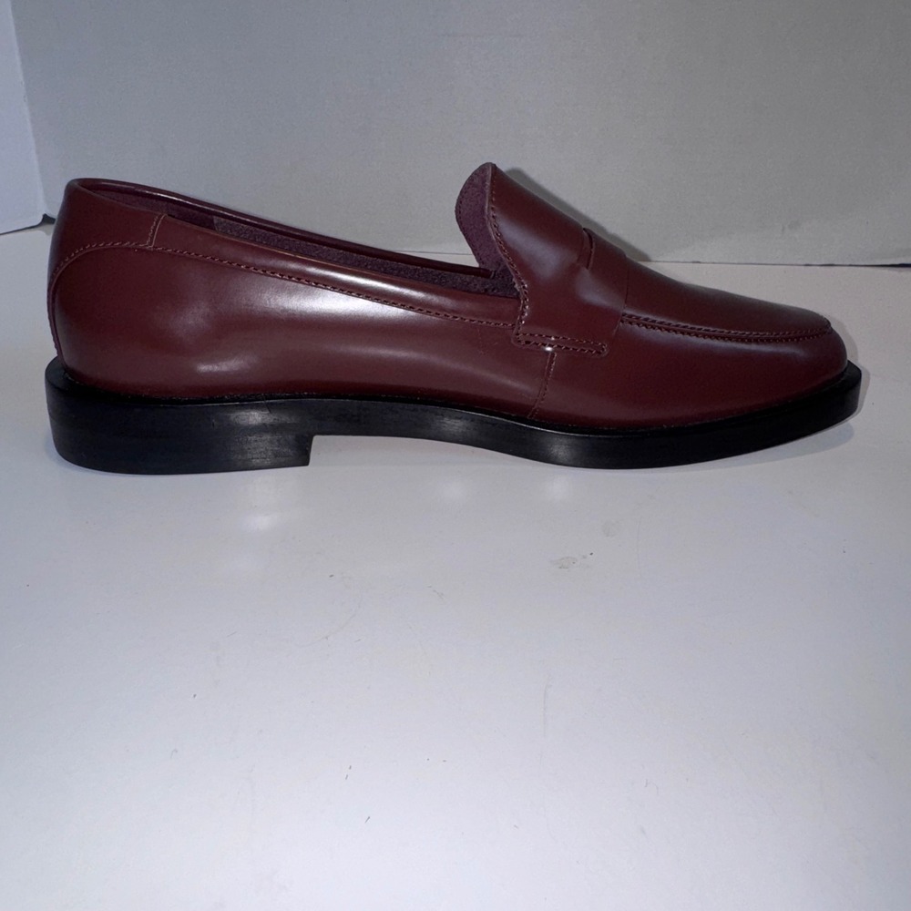 Everlane Penny Loafer Women 9.5 Burgundy Oxblood Leather Apron Toe Slip On - Picture 8 of 10